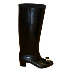 Salvatore Ferragamo Rubber Knee-High Rain Boots
Black
Size 8